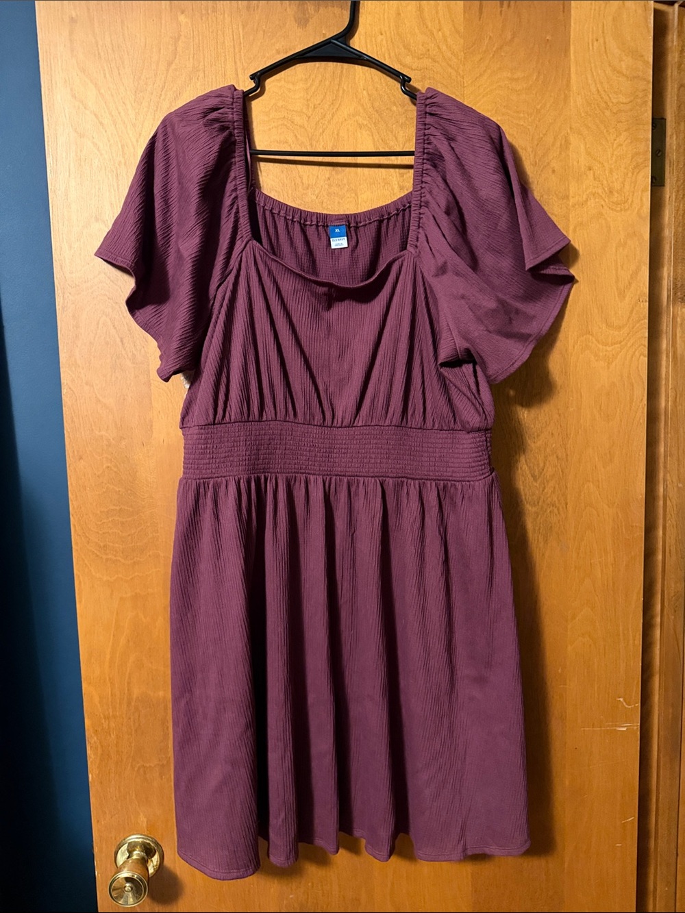 Old Navy Plum Smocked-Waist Short Sleeve Mini Dress